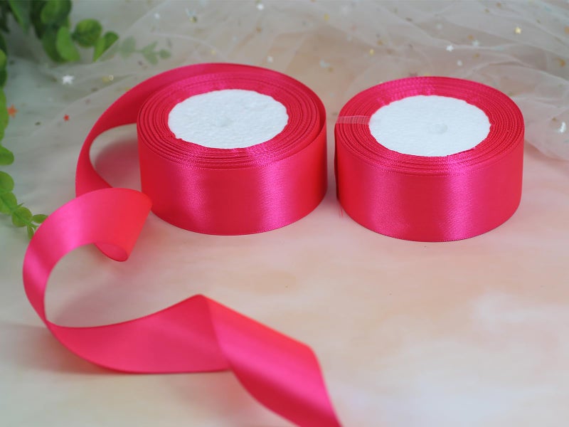 JESEP 1 1/2" Single Face Satin Ribbon Hot Pink 2Rolls 50 Yards Fabric Single Face Ribbon Silk Floral Wedding Party Wreath Decorative Ribbon for Valentine's Day & Mother's Day Sewing-Binding-Bow - Image 4